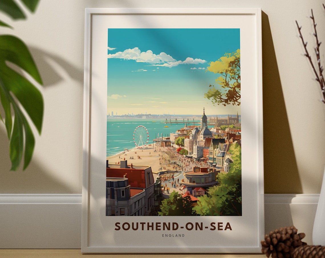 Southend on Sea England Pier Beach Town Summer Travel Poster