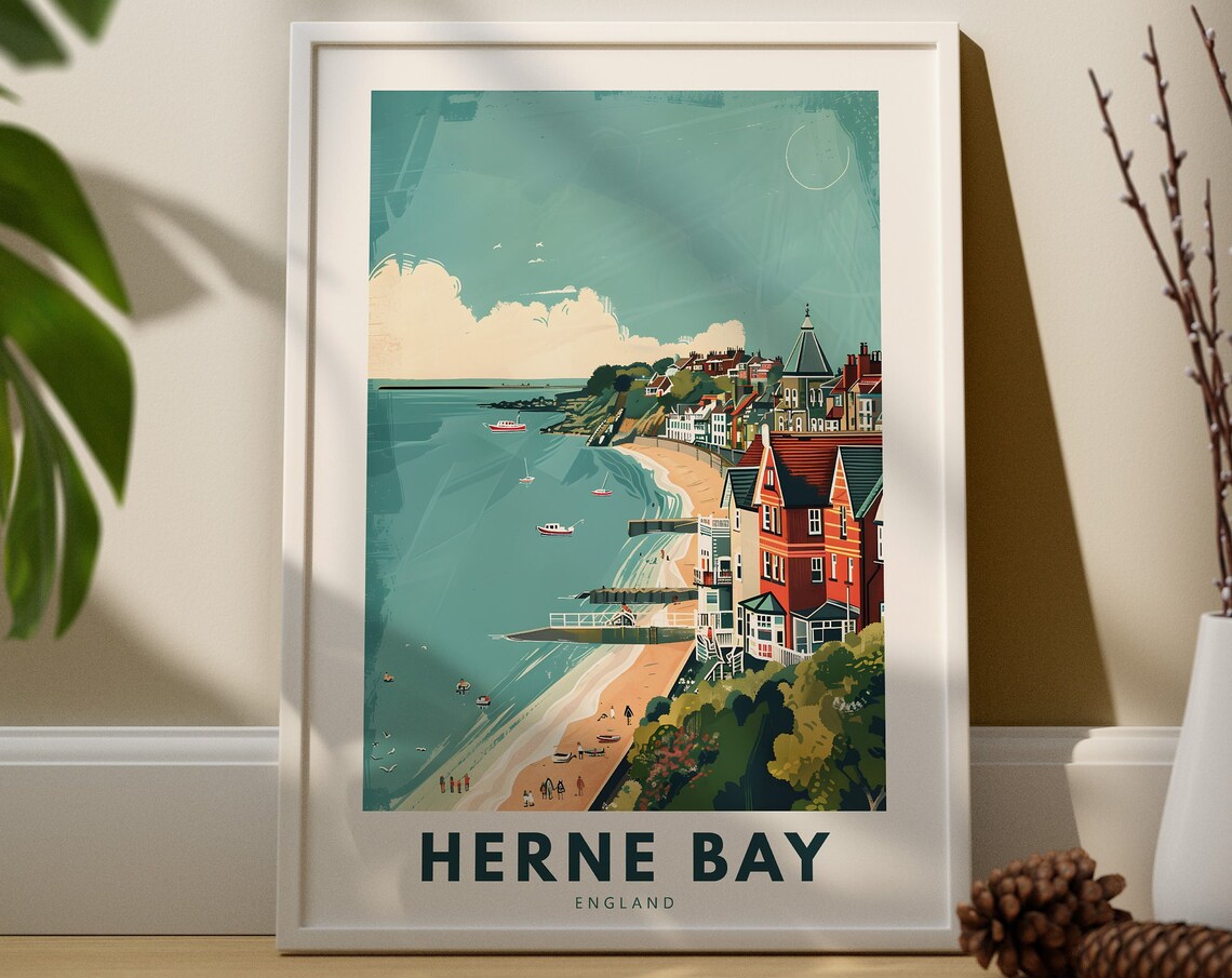 Herne Bay England Seaside Pier Beach Town Summer Travel Poster