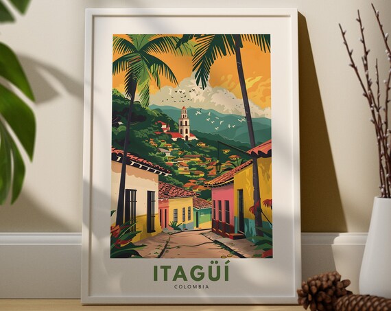 Itagui City Print Art Poster Colombia Wall Decor Hang Travel
