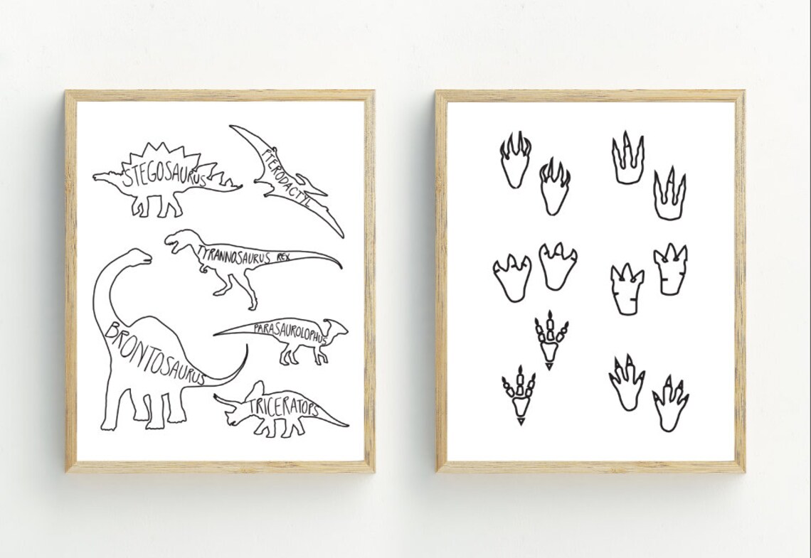 Dinosaur Prints, Boy Bedroom Wall Art Print