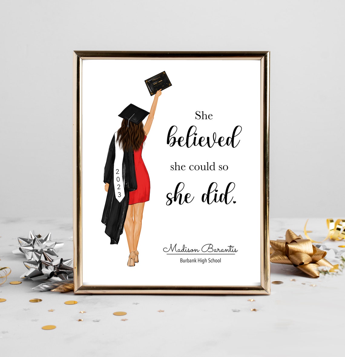 She Believed She Could So She Did Graduation Quote Art Poster