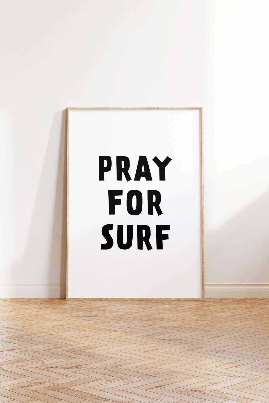 Pray For Surf Bold Black Typography Beach House Wall Decor Poster - Image 2