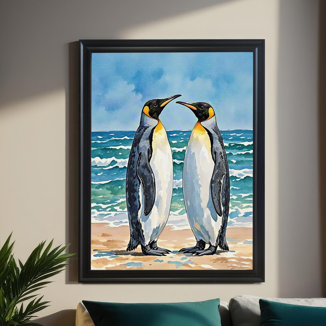Couple Penguin Watercolor Art Print