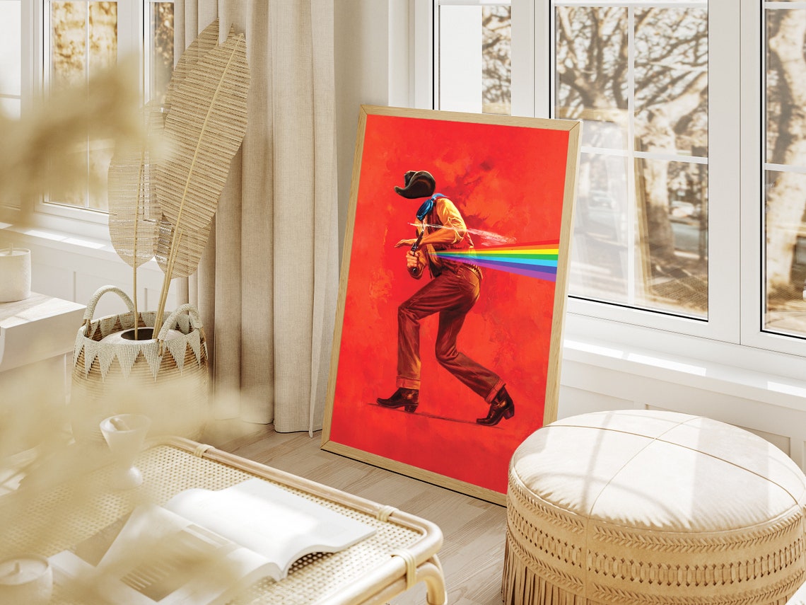 Wild West Cowboy Rainbow Gunshot Blazing Red Sci Fi Western Poster - Image 2