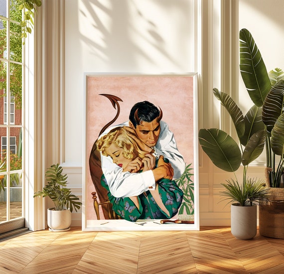 Devilish Affair Devil Art, Vintage Gothic Poster Print