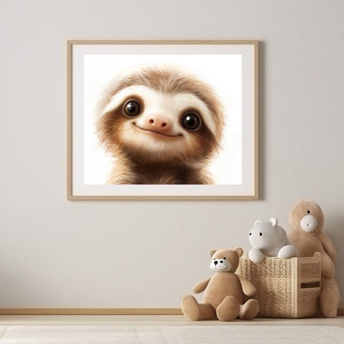 Adorable Smiling Baby Sloth with Big Sparkling Eyes Nursery Poster - Image 3