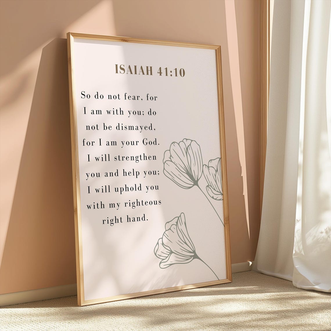Isaiah 41 10 Bible Verse Do Not Fear Scripture Poster Floral Line Art - Image 4