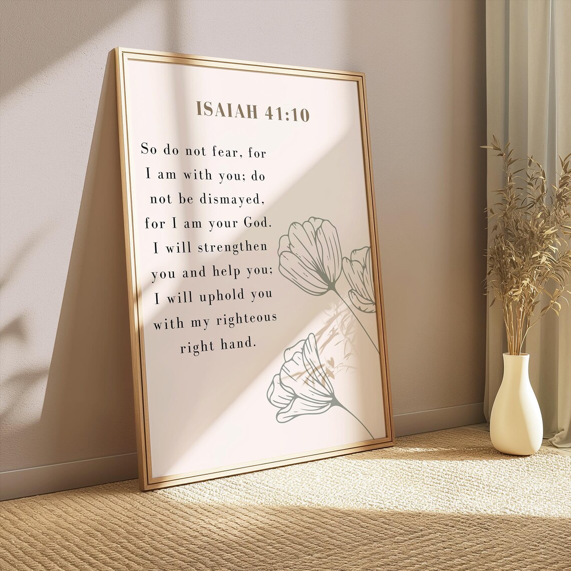Isaiah 41 10 Bible Verse Do Not Fear Scripture Poster Floral Line Art - Image 2