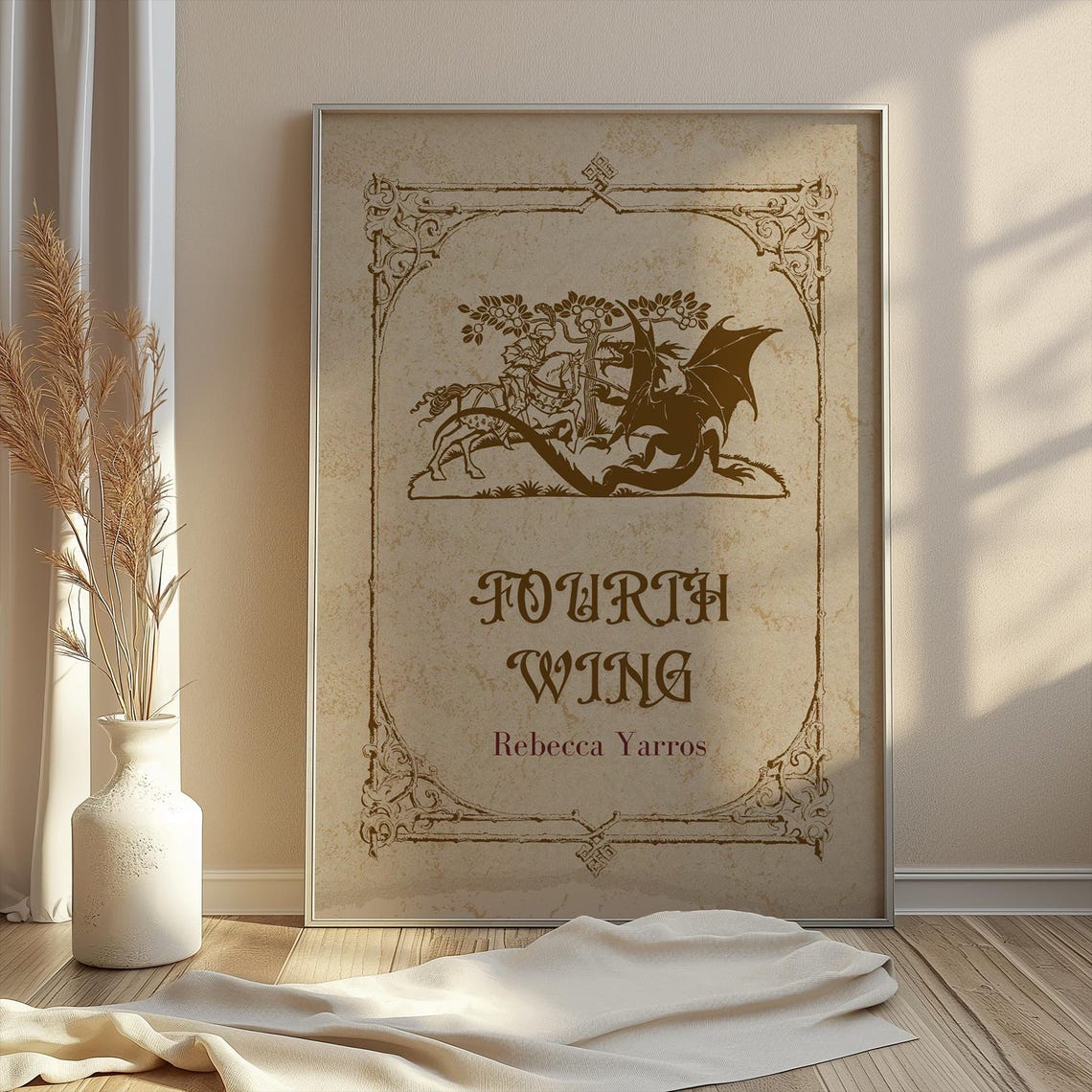 Fourth Wing Rebecca Yarros Dragon Knight Vintage Parchment Poster - Image 4