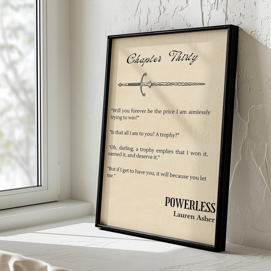 Powerless Chapter Thirty Quote Poster Sword Bookish Art Lauren Asher - Image 2