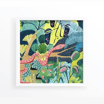Snake Botanical Illustration, Tropical Jungle Art Print
