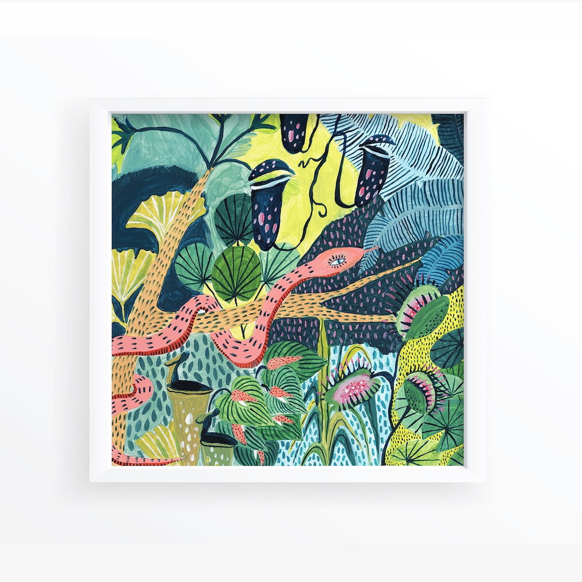 Snake Botanical Illustration, Tropical Jungle Art Print