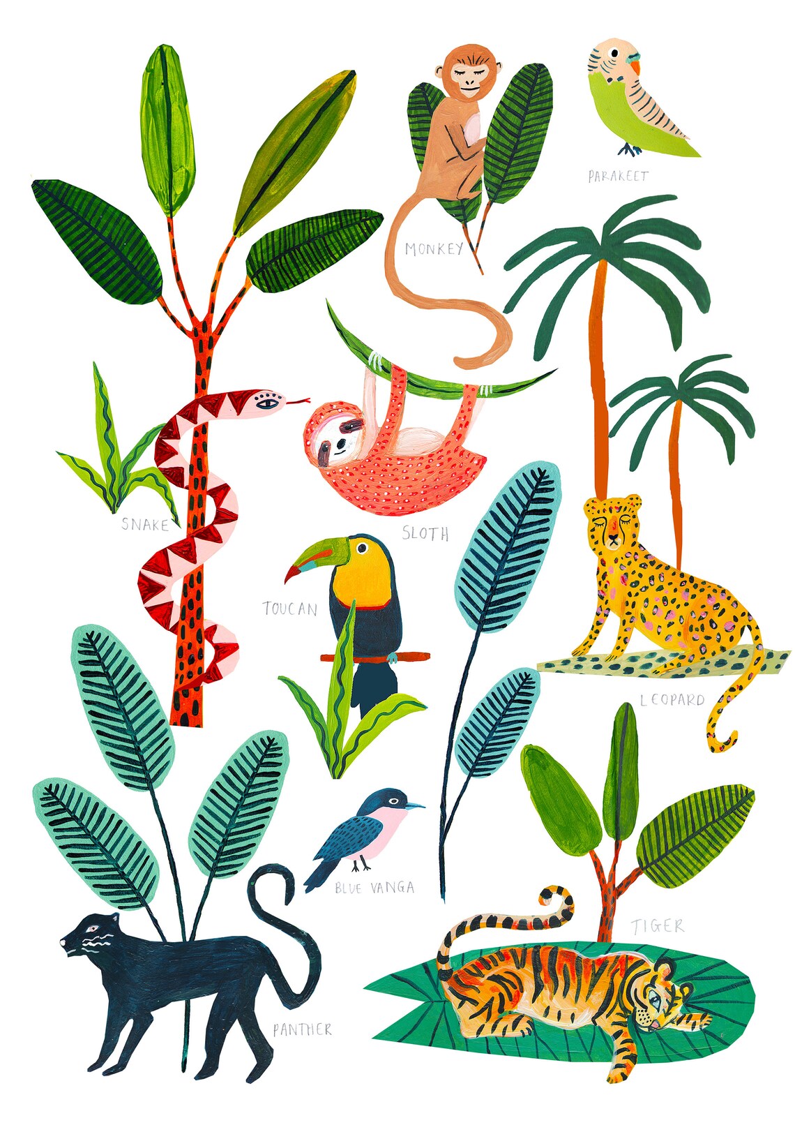 Jungle Animals Botanical Nursery Art Print - Image 2