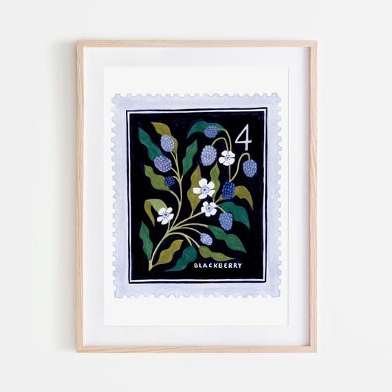 Blackberry Botanical Vintage Floral Art Print