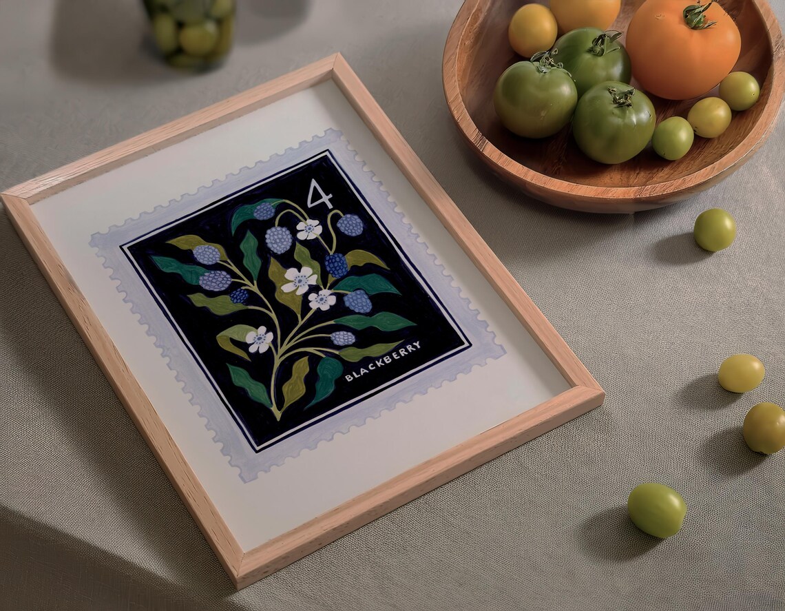 Blackberry Botanical Vintage Floral Art Print - Image 4