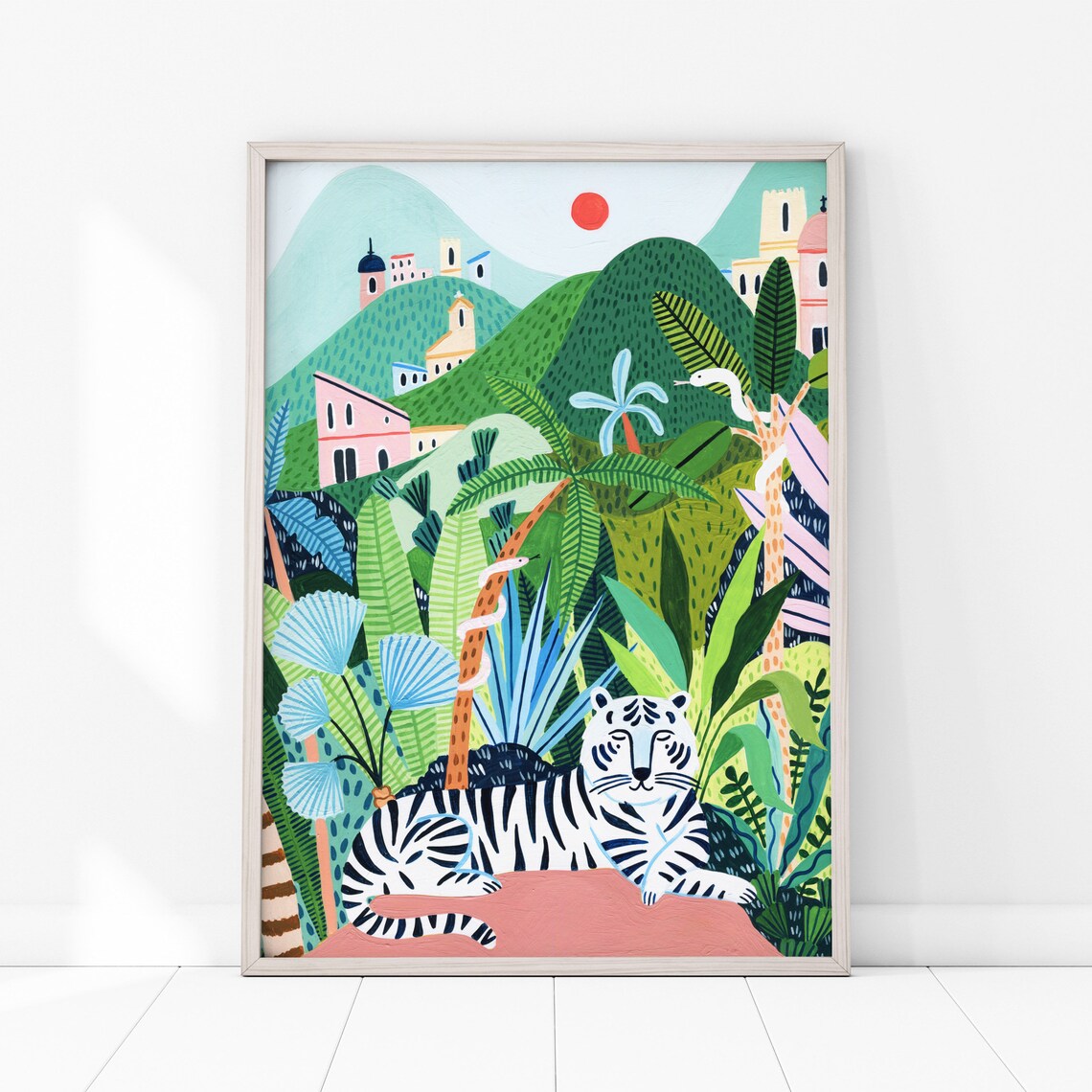 White Bengal Tiger Art Print, Boho Nursery Decor - Image 3