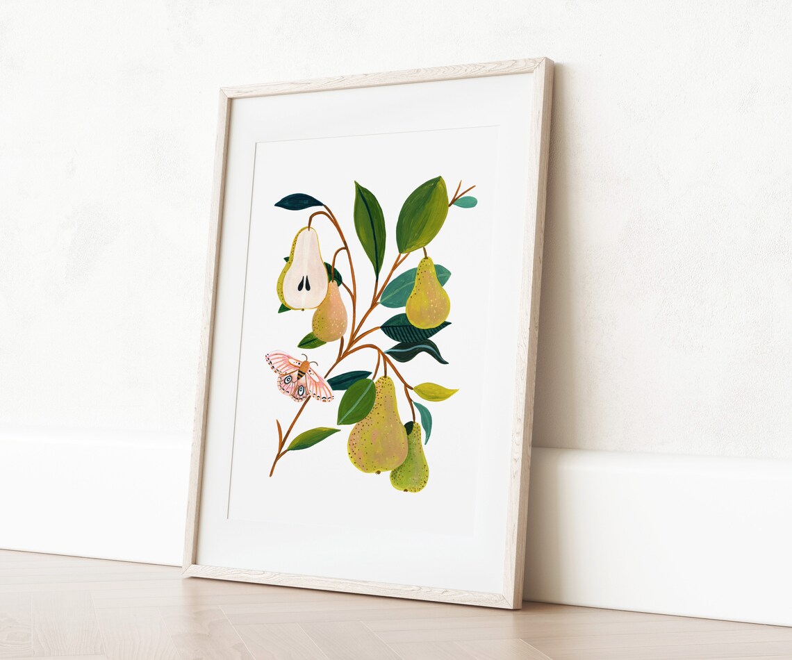 Pear Print Kitchen Decor, Botanical Fruit Illustration - Image 4
