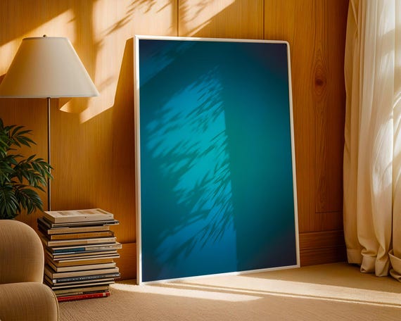 Blue Gradient Abstract Poster Minimal Cool Tone Wall Art