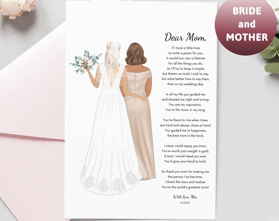 Mother Of The Bride Poem, Personalized Wedding Print