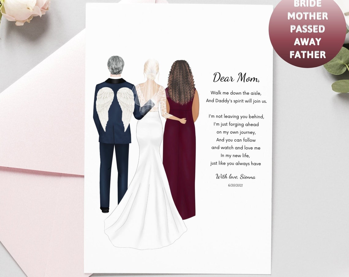 Passed Away Father of the Bride Dear Mom Wedding Memorial Letter Poster Gift