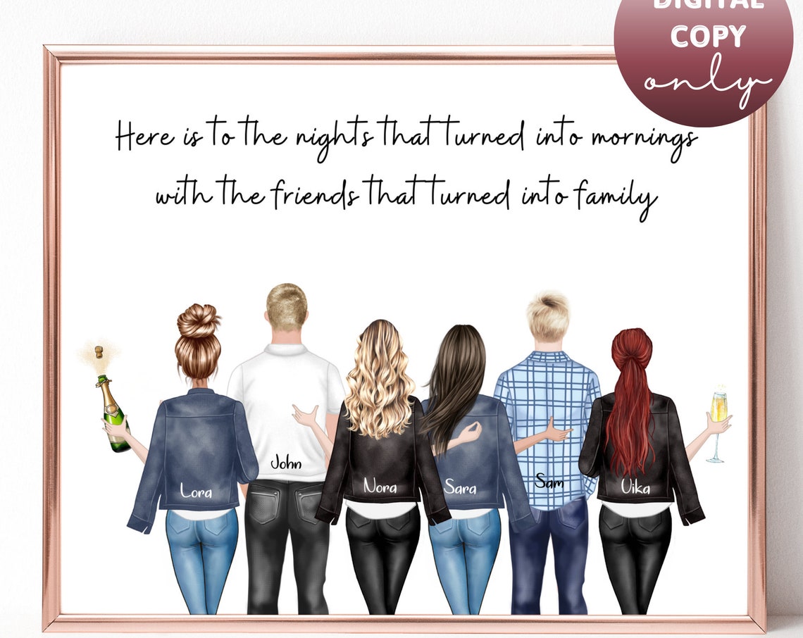 Friends That Turned Into Family Custom Group Gift Portrait Poster