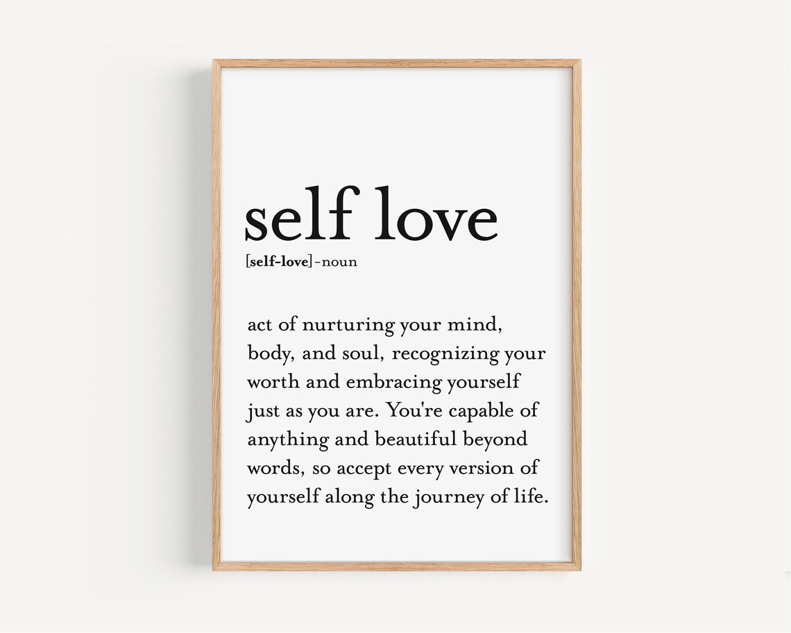 Self Love Definition Inspirational Dictionary Style Meaning Poster