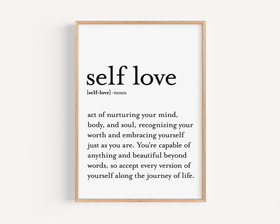 Self Love Definition Inspirational Dictionary Style Meaning Poster