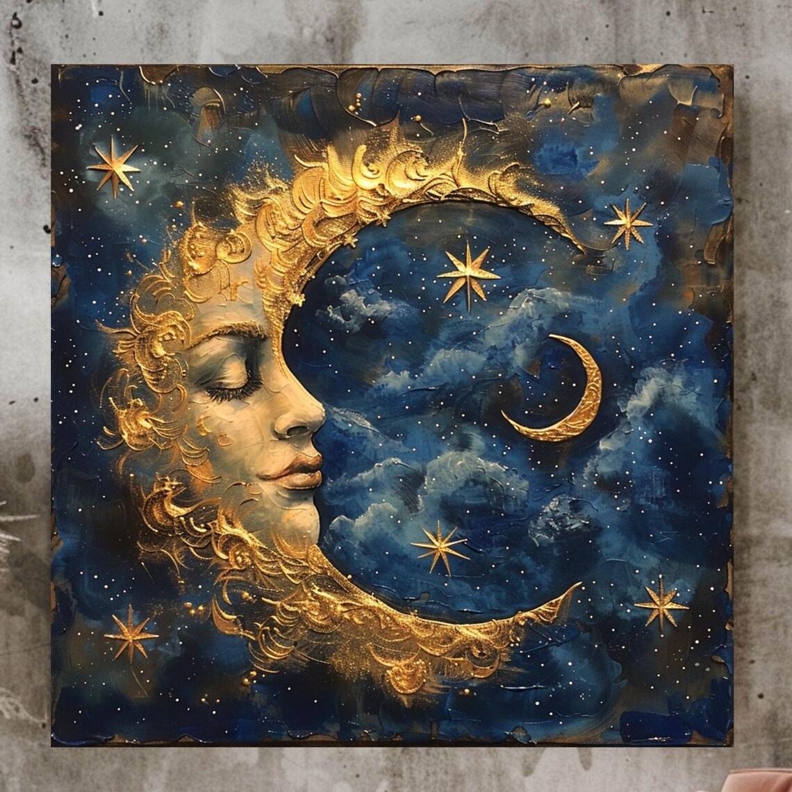 Mystical Moon Wall Art Crescent Moon Moon Night Wall Decor Moody Art Witchy Wall Decor Celestial Wall Art - Image 3