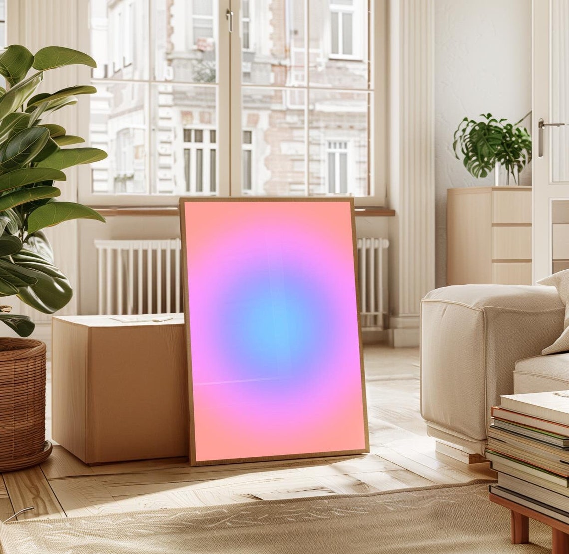 Pink Blue Aura Gradient Glow Soft Pastel Dreamy Abstract Poster - Image 3