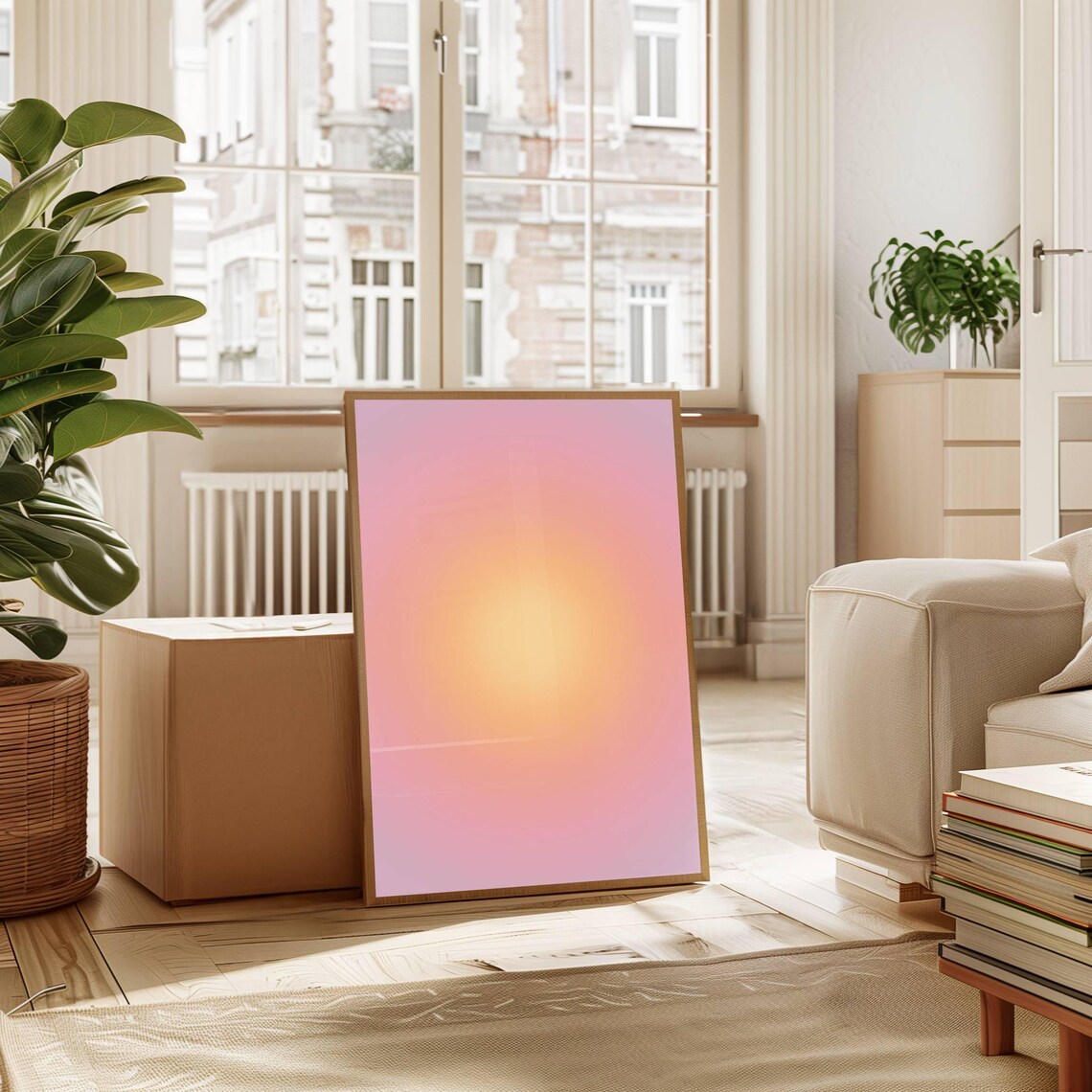 Aura Print No18 Pastel Pink and Orange Art Print - Image 3