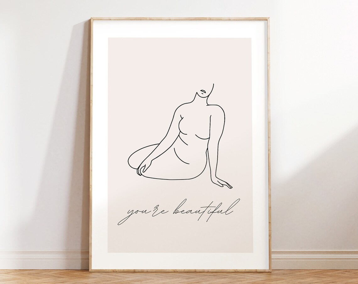 Body Positive Art Print Curvy Girl Confidence Women Equality Print Minimalist Wall Art Feminist Body Positive Body Line Art