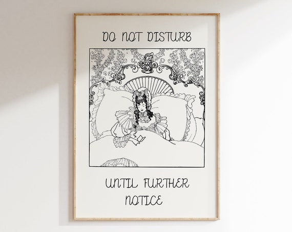 Do Not Disturb Until Further Notice Print Vintage Woman Poster Trendy Bedroom Print Decor Aesthetic Apartment Wall Art Funny Bed Print