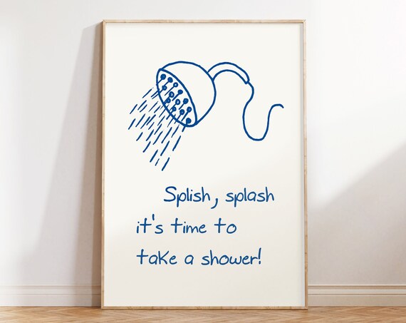 Trendy Bathroom Wall Art Funny Bathroom Print Funky Bathroom Decor Retro Splish Splash Print Its Time To Take Shower