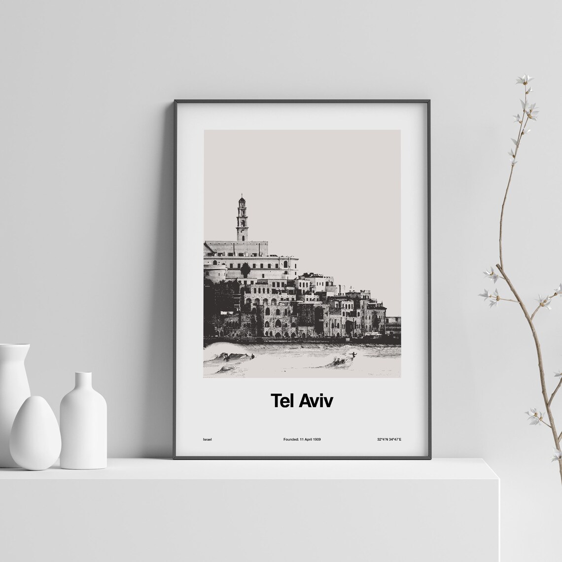 Tel Aviv Old Jaffa Skyline Travel Poster, Custom City Print - Image 3