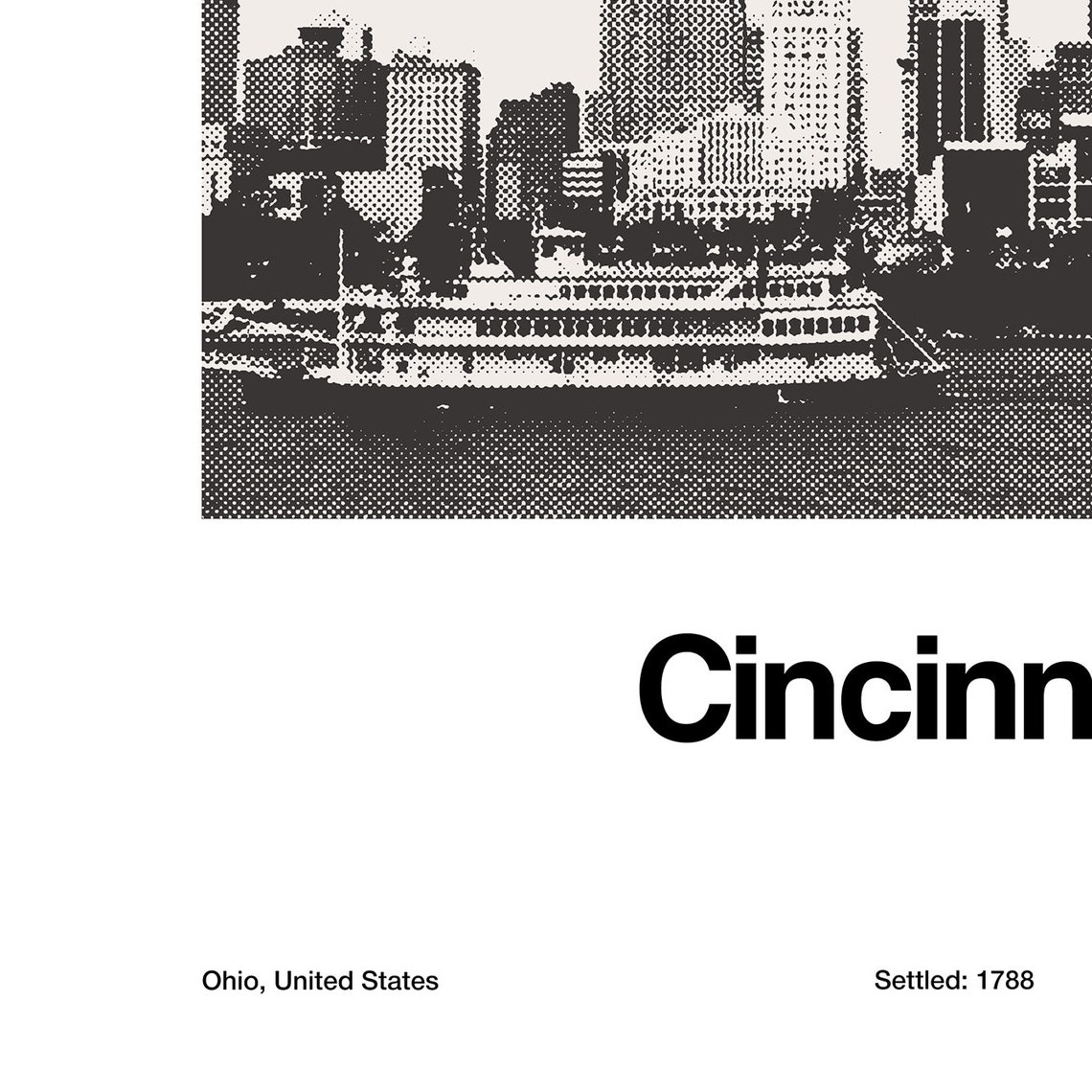 Cincinnati Ohio Minimalist Downtown Skyline Art Print - Image 4