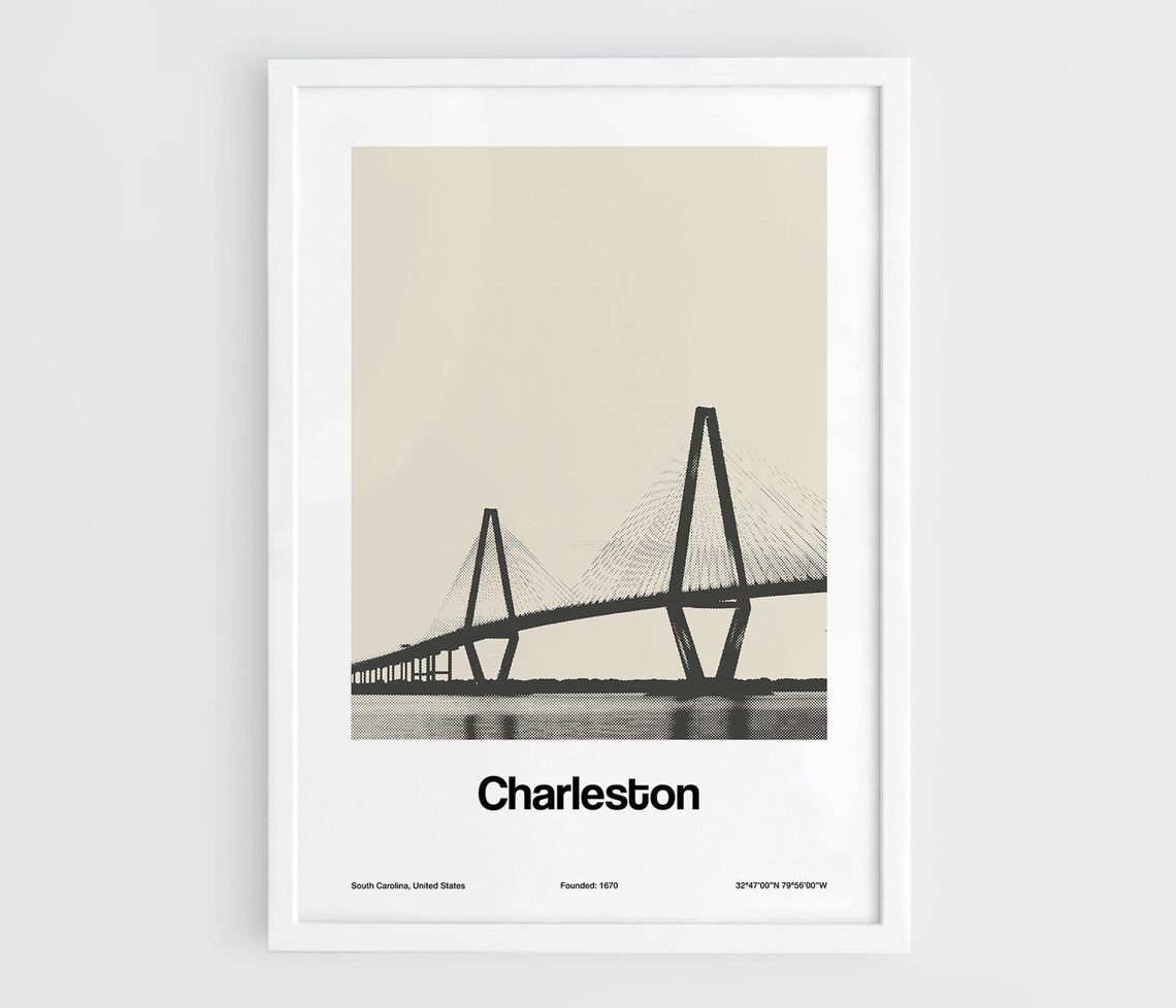 Charleston Bridge Minimalist Custom City Art Print