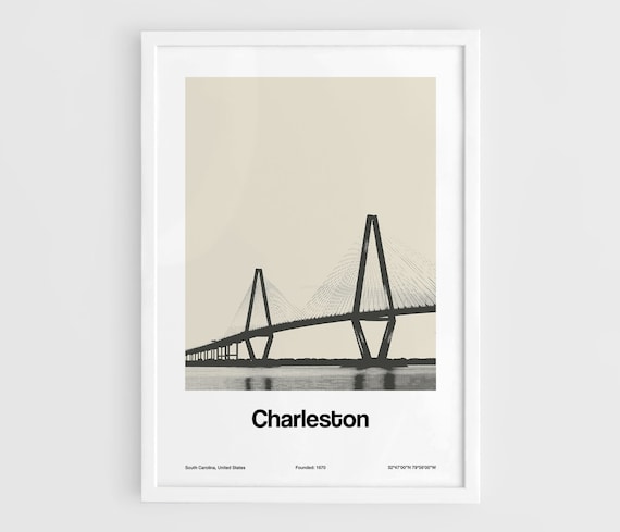 Charleston Bridge Minimalist Custom City Art Print