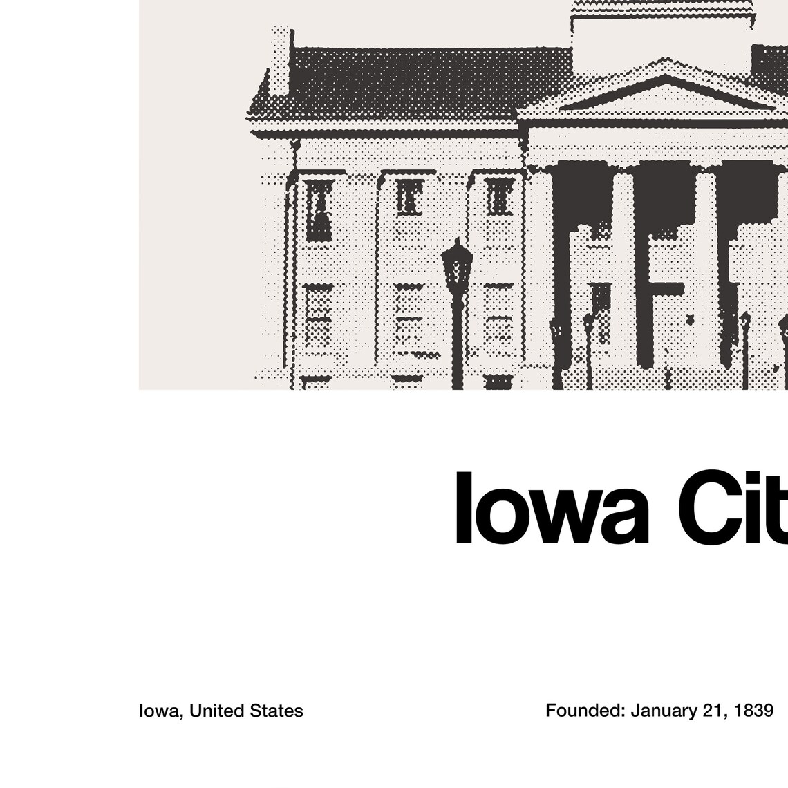 Iowa City Old Capitol Building, Minimalist Art Print - Image 2