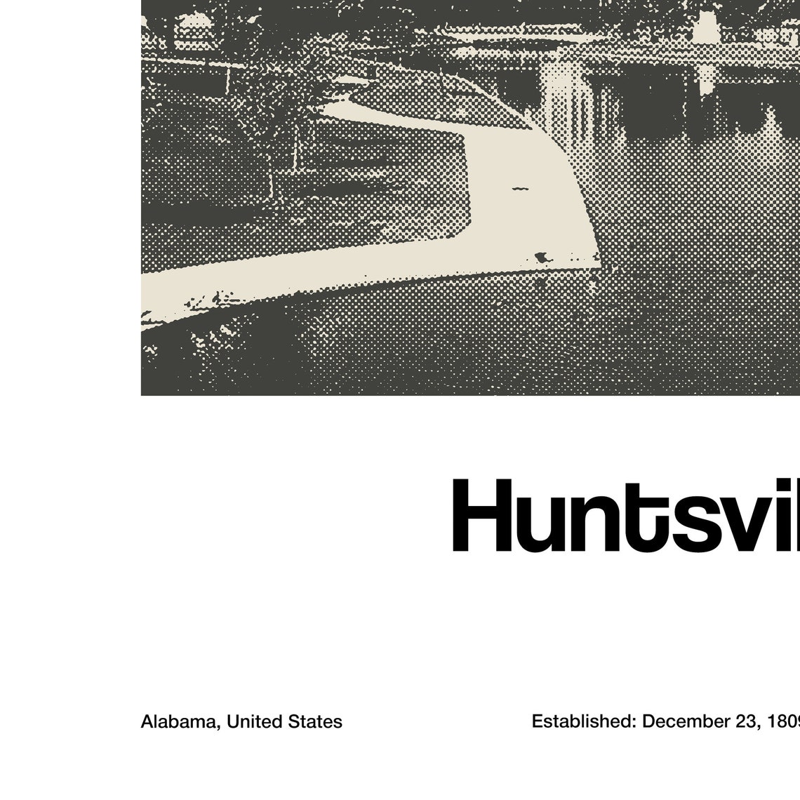 Downtown Huntsville Al Poster Huntsville Alabama Print Huntsville Big Spring International Park Wall Art Minimalist Custom City Print - Image 3