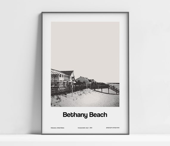 Bethany Beach Poster, Delaware Minimalist Art Print