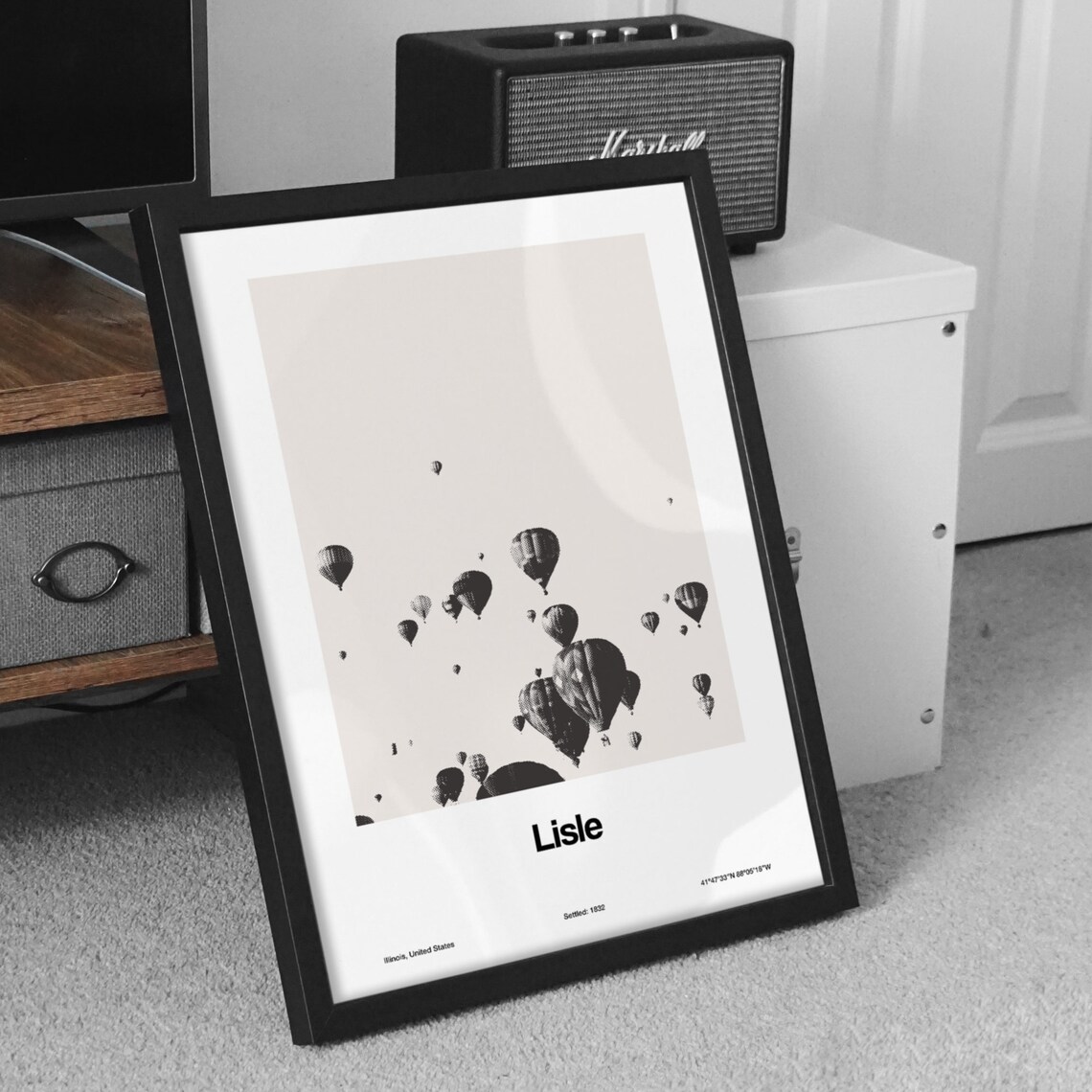 Lisle Illinois Minimalist Art Print, Hot Air Balloons - Image 3