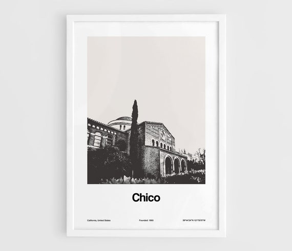 Chico California Skyline, Minimalist Art Print