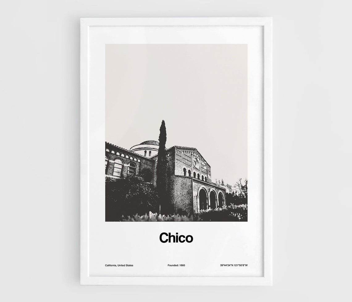 Chico California Skyline, Minimalist Art Print