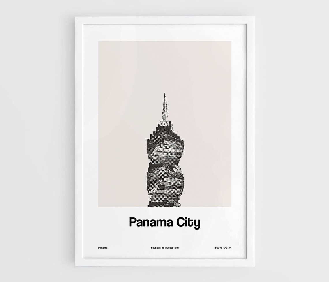 Panama City Travel Poster, Minimalist City Print