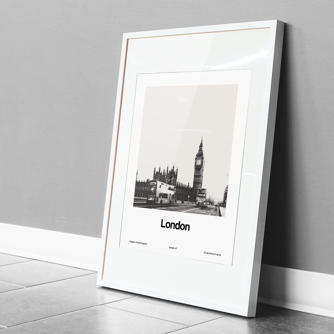 London Skyline, Minimalist Black and White Travel Poster - Image 3