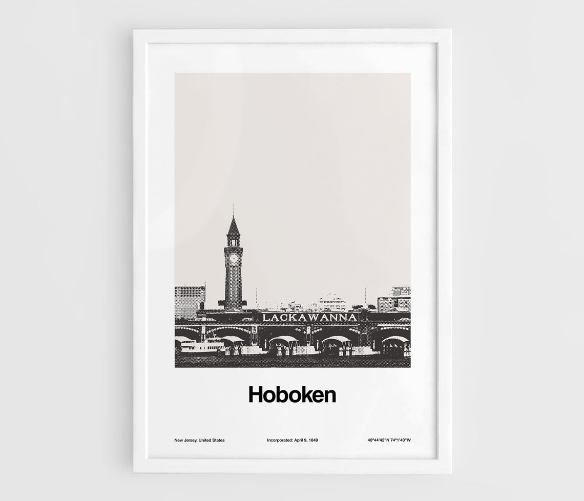 Hoboken New Jersey Minimalist Hudson River Art Print