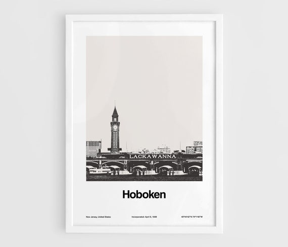 Hoboken New Jersey Minimalist Hudson River Art Print