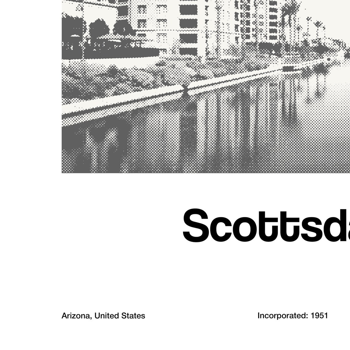 Downtown Scottsdale Waterfront, Minimalist City Print - Image 3