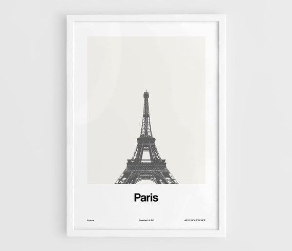 Paris Eiffel Tower Minimalist Art Print, Black and White
