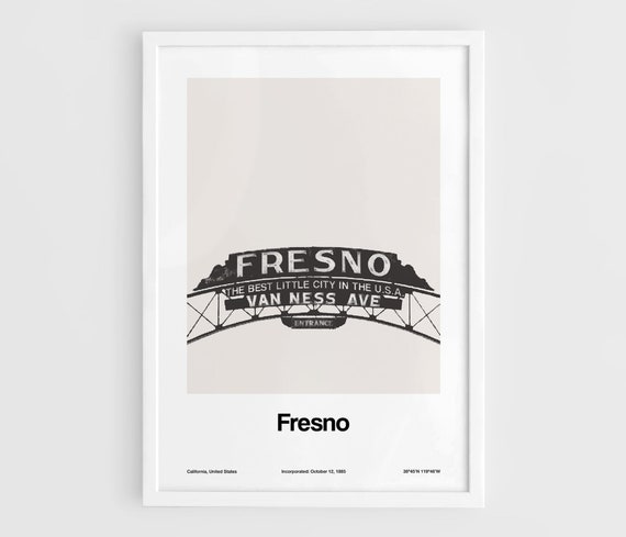 Fresno, CA Minimalist City Entrance Poster